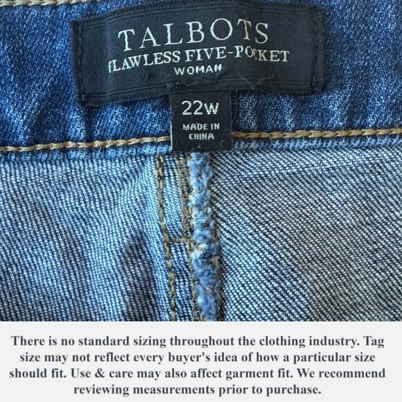 Talbots Flawless Five Pocket Jeans Womens 22W Blue Straight Raw Hem Release Hem - Picture 9 of 11
